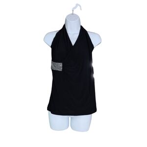 Torrid Black Halter Blouse with Silver Detail